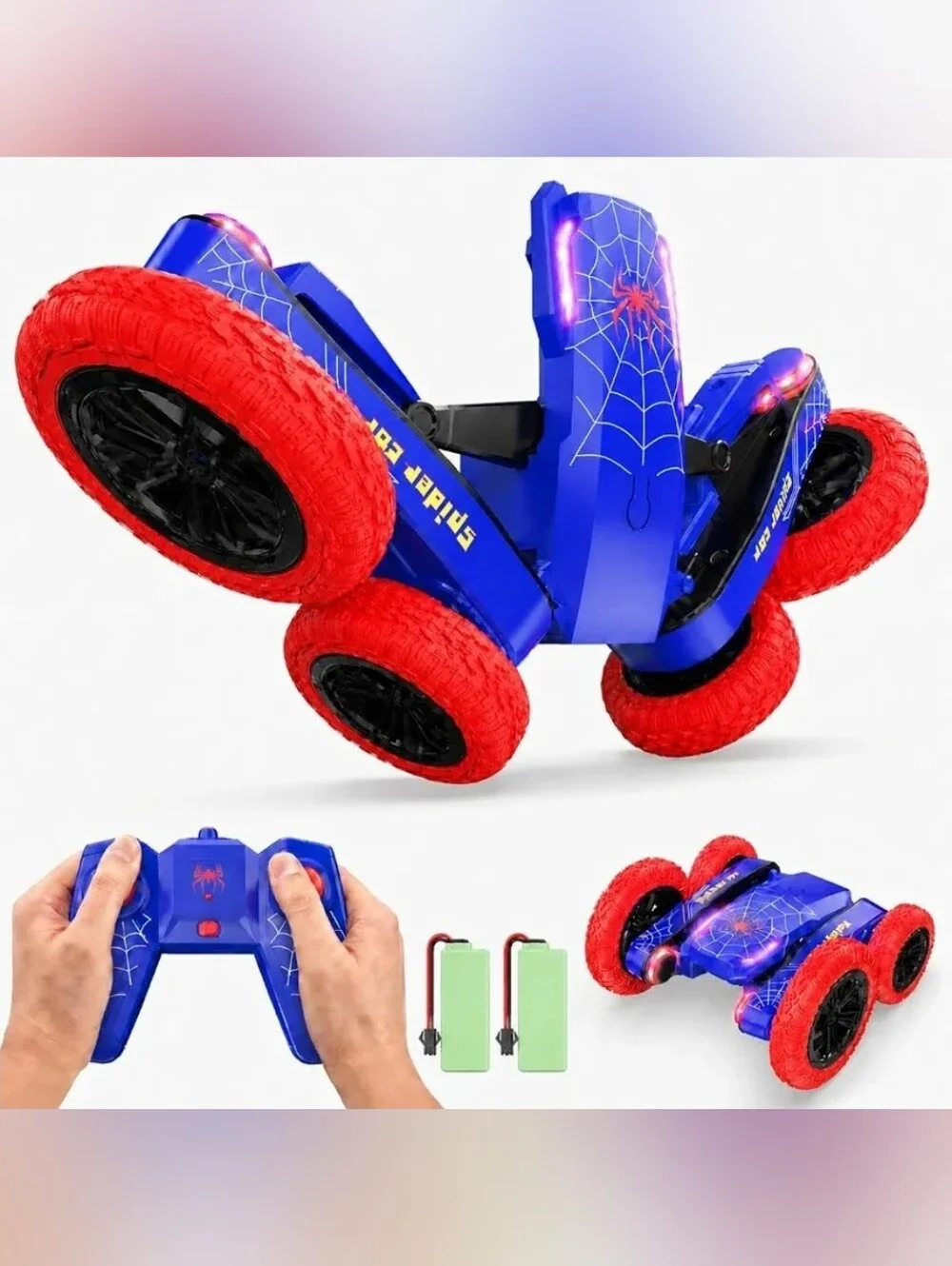 Spider Double Sided Mini Remote Control 4WD Off-Road Stunt Car - Rechargeable